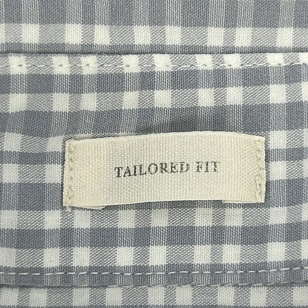 J Crew Shirt Men XL Gray White Plaid Button Down Washed‎ Casual Tailored Fit